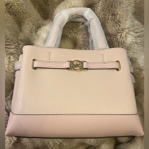 NWT Michael Kors Reed Small Pebbled Leather Belted Satchel (Retail $498)
